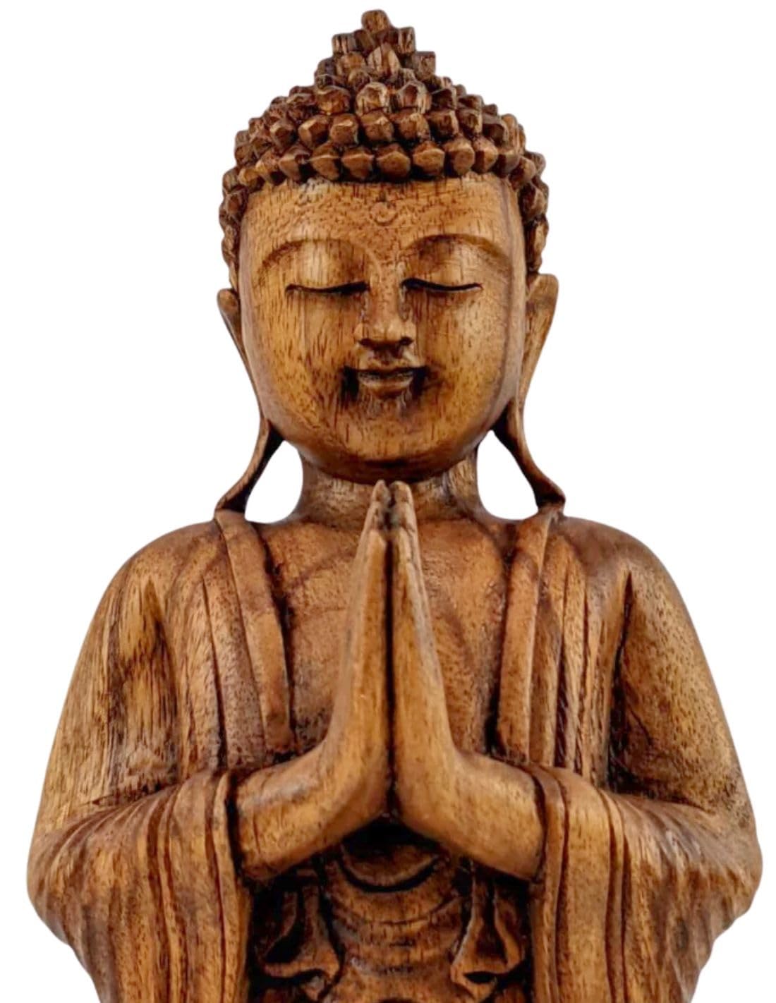 Coco Papaya Statue de Bouddha Debout 40cm en Bois sculpté | Création Faite à la Main à Bali