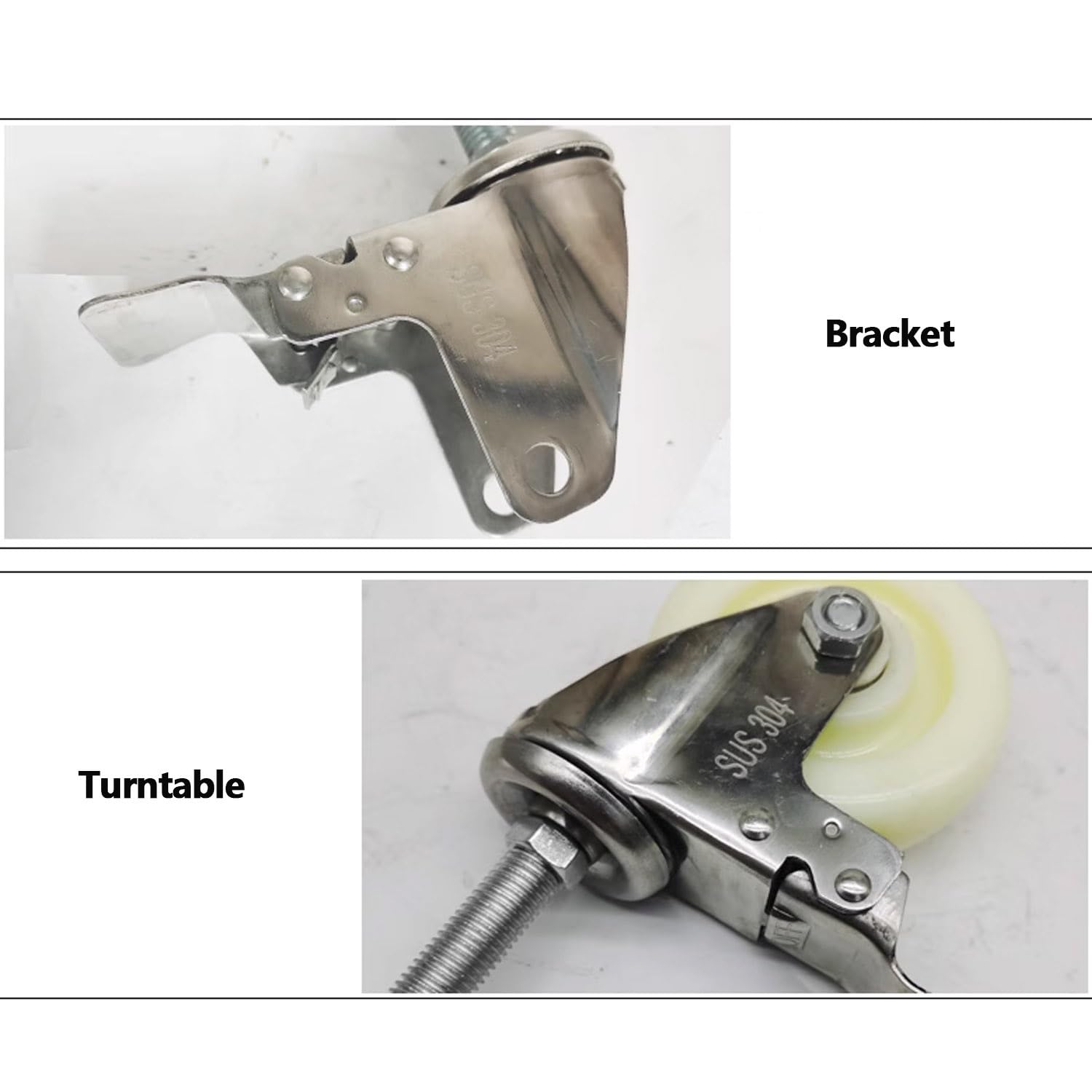 Set di 4 ruote M16 in nylon resistente con cuscinetti di ricambio senza rumore, per carrelli, attrezzature e mobili, 7,6 cm