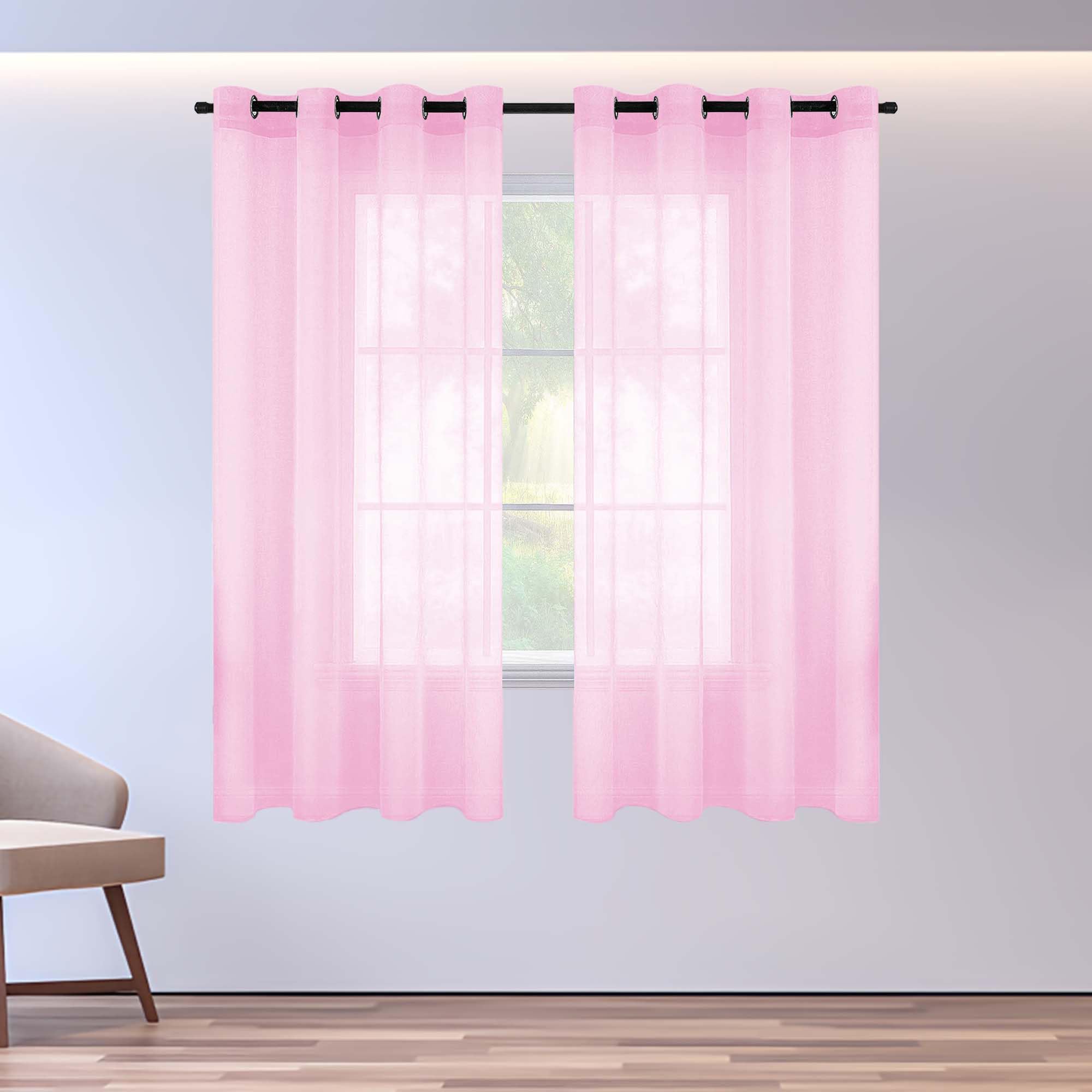 Rideaux voilages rose pour cuisine et chambre 180 x 110 cm moderne