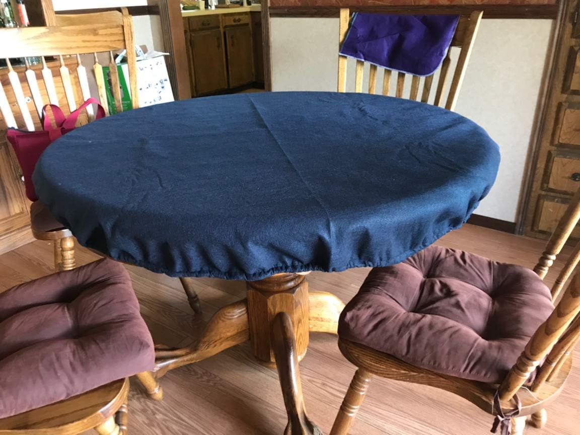 Made to Order: Felt Poker Table Cover with Elastic Band - for Round Table by Playezze in USA (Blue, 60 inch Round)