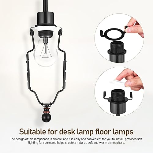 Miniatura 4 de Didiseaon Juego de 2 soportes de arpa de pantalla de lámpara de 8, 9, 10 pulgadas, kit de arpa de lámpara ajustable, marco de cuerno negro, soporte