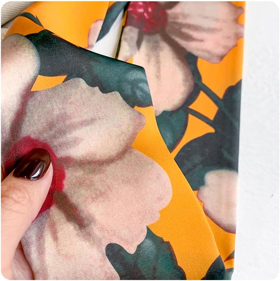 IMLECK Neck Scarf Handkerchief Retro Flower Pattern Satin Ribbon Scarf for Women Girls