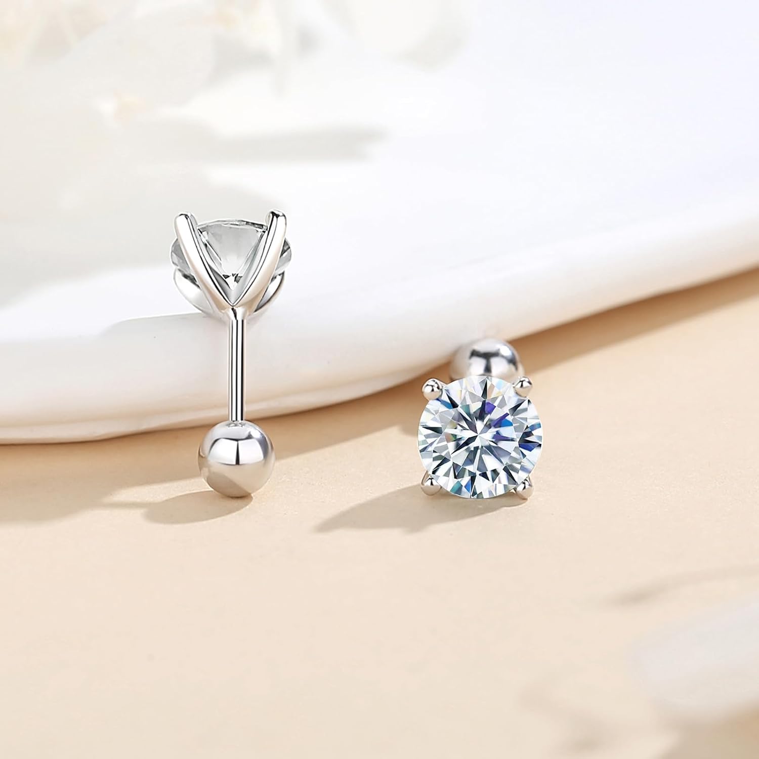 Moissanite Stud Earrings for Men Women, 925 Sterling Silver D Color Screw Back Moissanite Earrings White Gold Hypoallergenic Perfect Jewery Gifts - Image 2