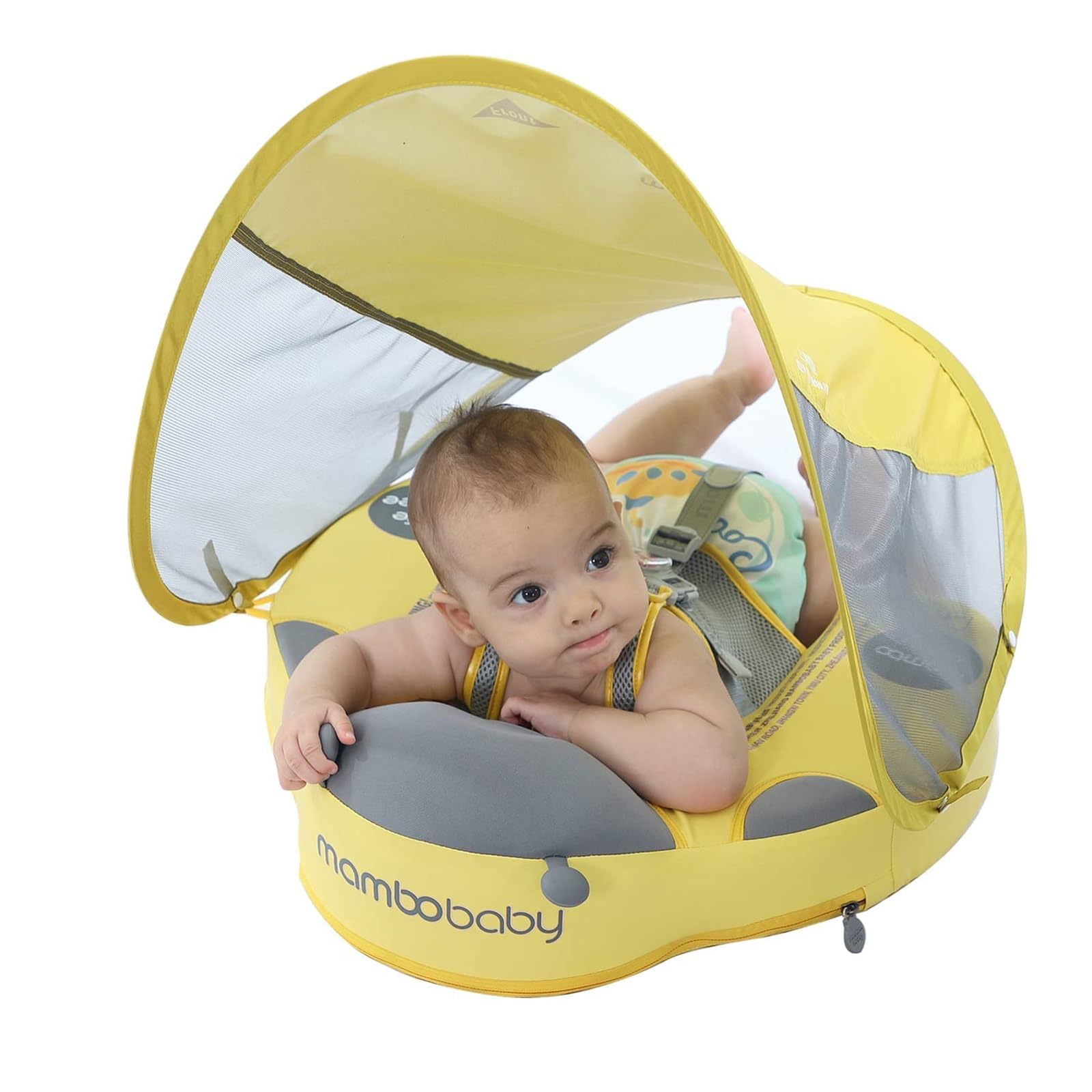 Flotador de natación para bebé con sombrilla, Flotador de natación para bebé no Inflable con Flotador de Cola y sombrilla, para bebés de 3 a 24 Meses.
