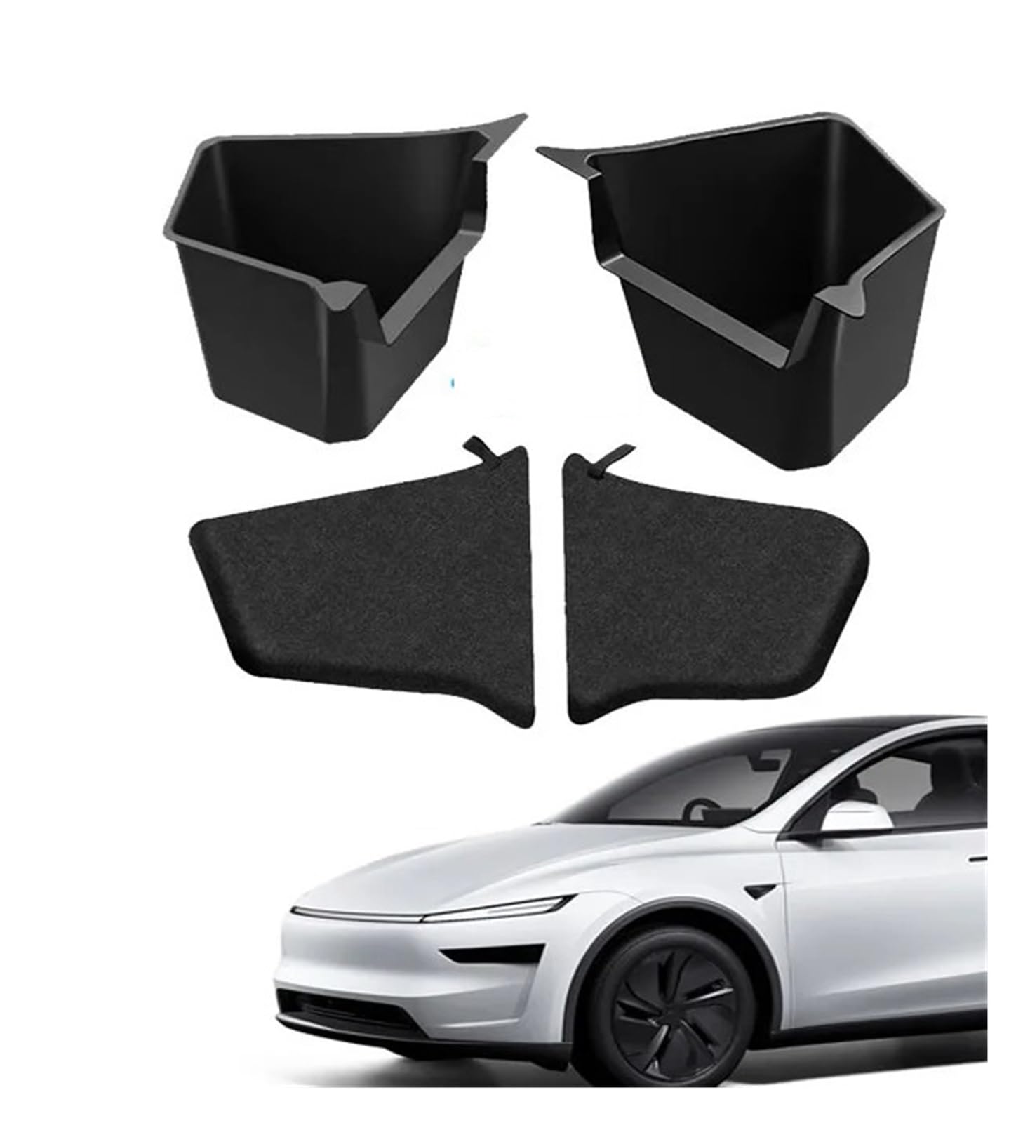 Lhdktee Cargo Cover For Tesla For Model Y For Juniper 2025 Trunk Organizer Side Storage Box Boot Organizer Flocked TPE Mat Anti-dirty Rear Trunk Parcel Shelf(TYPE 5)