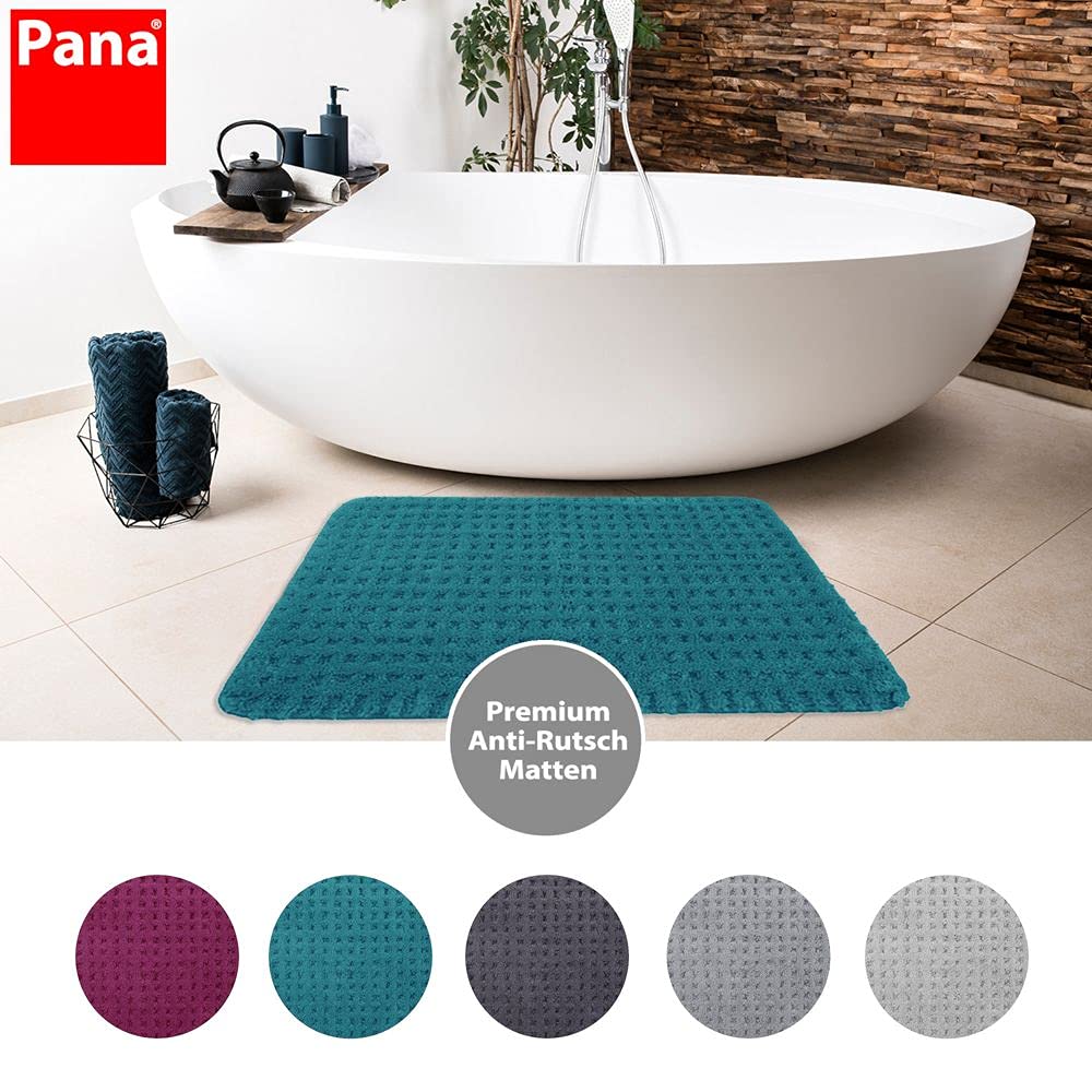 PANA Flauschiger Badvorleger 45x45 Cm – Rutschfeste Mikrofaser-Badematte, Waschbar, Grau