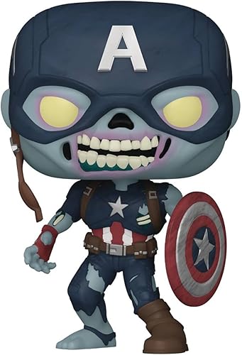 Miniatura 6 de POP Marvel: What If? - Figura de vinilo Zombie Captain America Funko Pop! (incluye funda protectora compatible con caja Pop Box), multicolor, 3.75