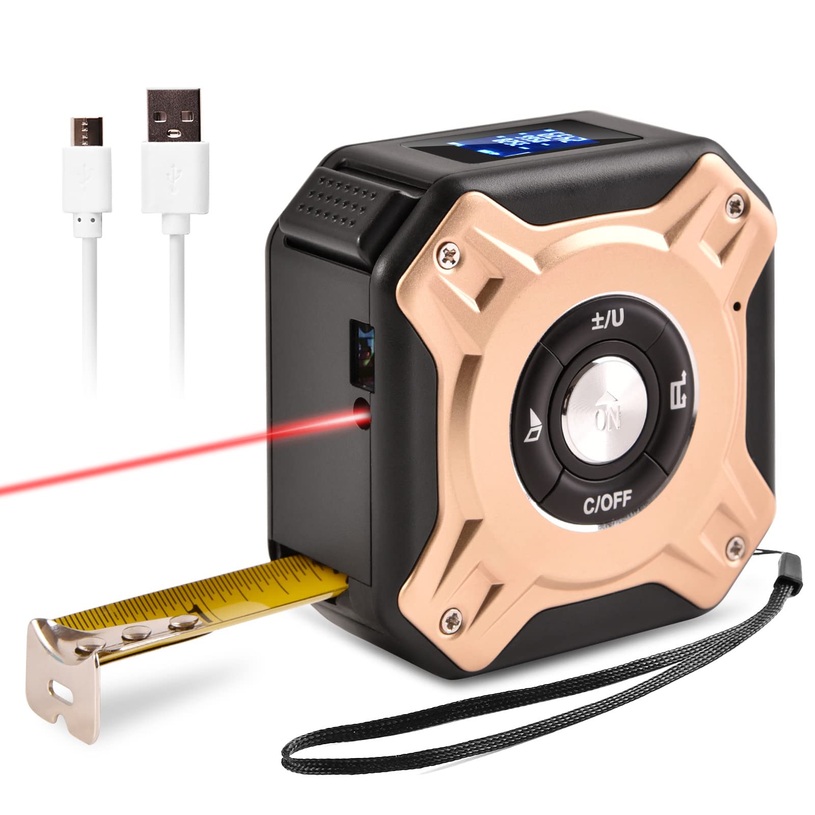 Misuratore Laser 2-in-1 Prexiso - 40m Laser + 5m Metro A Nastro, Ricaricabile USB-C - Per Edilizia E Casa