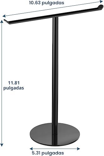 Miniatura 5 de Toallero en forma de T para toallas de mano para baño, con soporte para diademas y toalleros ligeros para baño, soporte negro para cocina