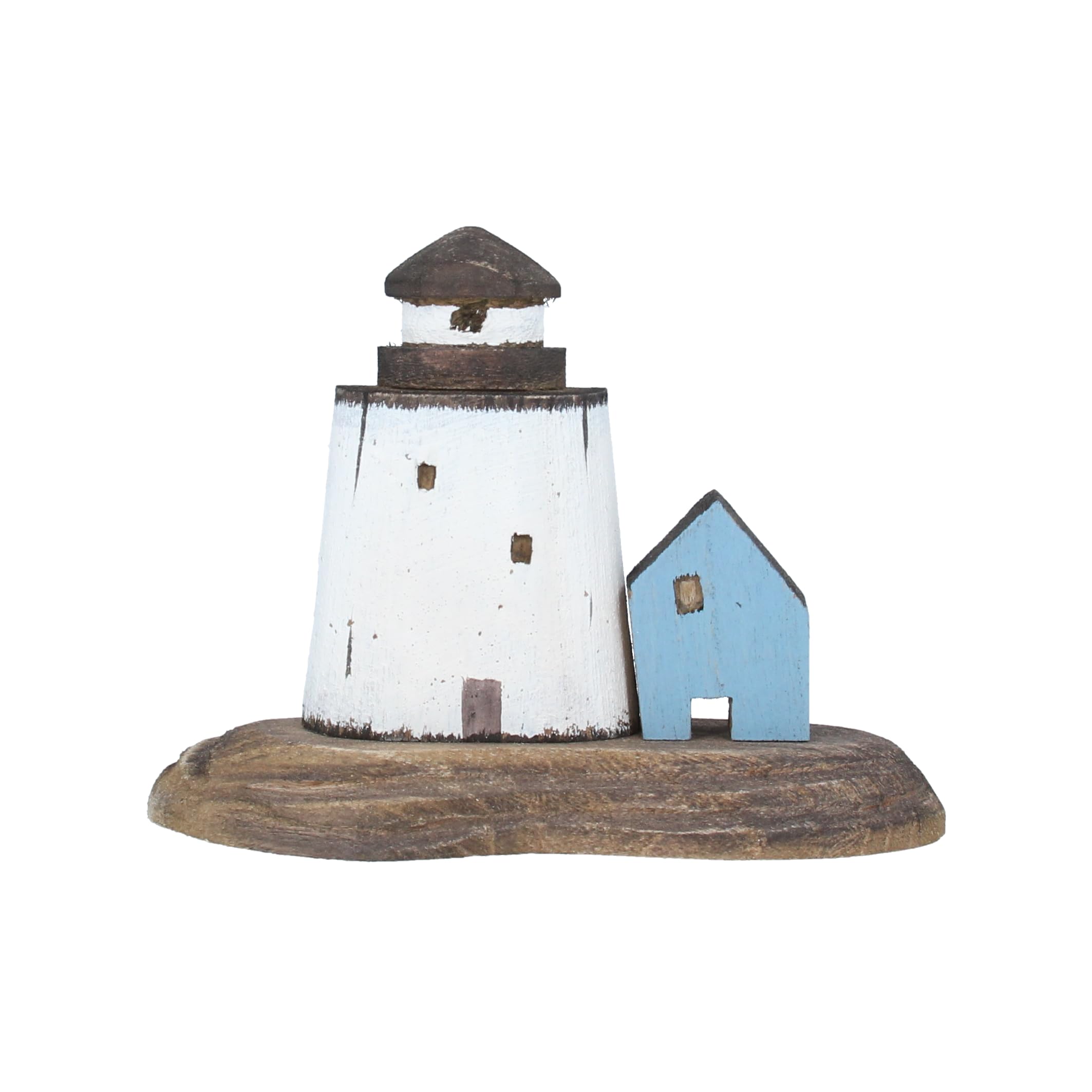 Gisela Graham White And Blue Wood Nautical Lighthouse And Cottage Seaside Nautical Home Decor
