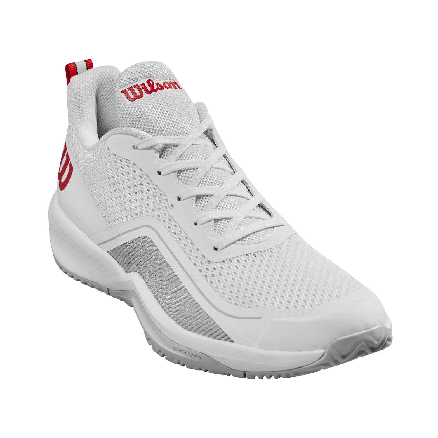 Wilson Damskie buty tenisowe Rush Pro Lite, białe/perłowe niebieskie czerwone, 36 EU, Biała perła niebieski Wilson czerwony, 3.5 UK