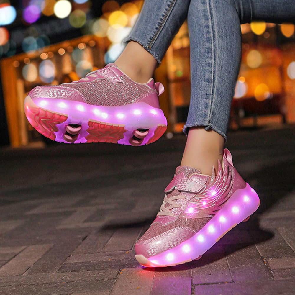 ENEN Zapatillas con Ruedas Niña Niños, Moda Transpirable Zapatos con Ruedas para Niñas Niño, 30-40 EU Zapatillas Patines, Verano Multifuncionales Bambas