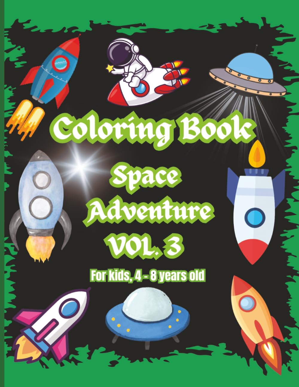 This Coloring Book Title is "Space Adventure". Stress relieving artwork. Improve your emotional resilience. Great gift for young boys, young girls, ages 4 - 8 years old.