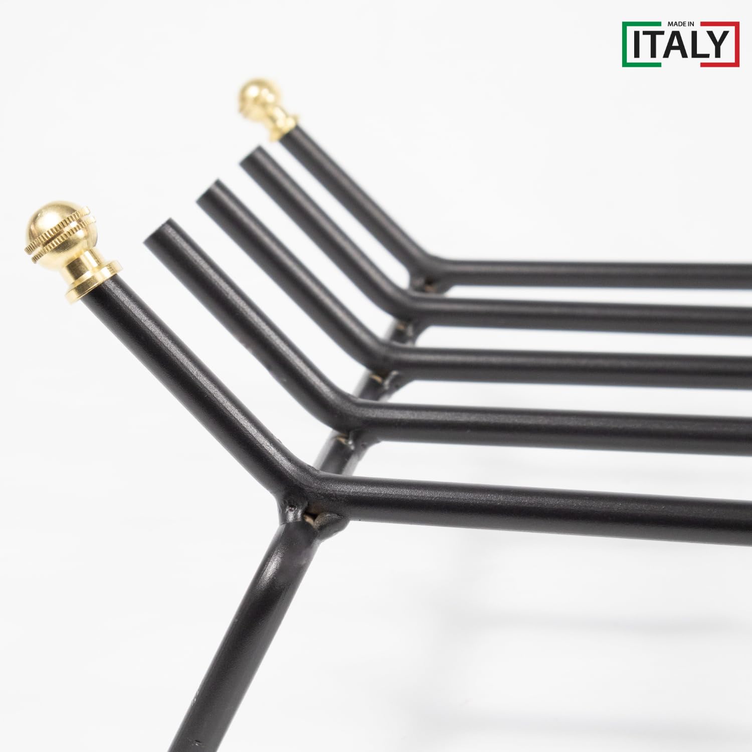 MOHOME Brucialegna per Camino in Ferro Nero Made in Italy 5 Barre Griglia 37x35x16 cm Resistente Braciere per Camino Poggia Legna Piedi Rialzati Portalegna per Caminetti Accessori Attrezzi Camino