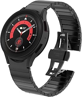 VeveXiao Pulseira de metal compatível com Samsung Galaxy Watch 6 de 40 mm e 44 mm/6 Classic 43 mm 47 mm/Watch 5 Pro 45 mm/Watch 5/4 40 mm 44 mm/Watch 4 Classic 42 mm 46 mm, pulseira de elos de aço inoxidável