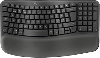 Logitech Wave Keys, teclado ergonómico inalámbrico – Grafito, Disposición QWERTY Pan Nordic