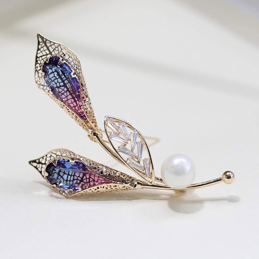 WXKAGF Brosche Purpurblaue Blumenbrosche – Kristalle Braut-Hochzeitsnadeln Purpurblau