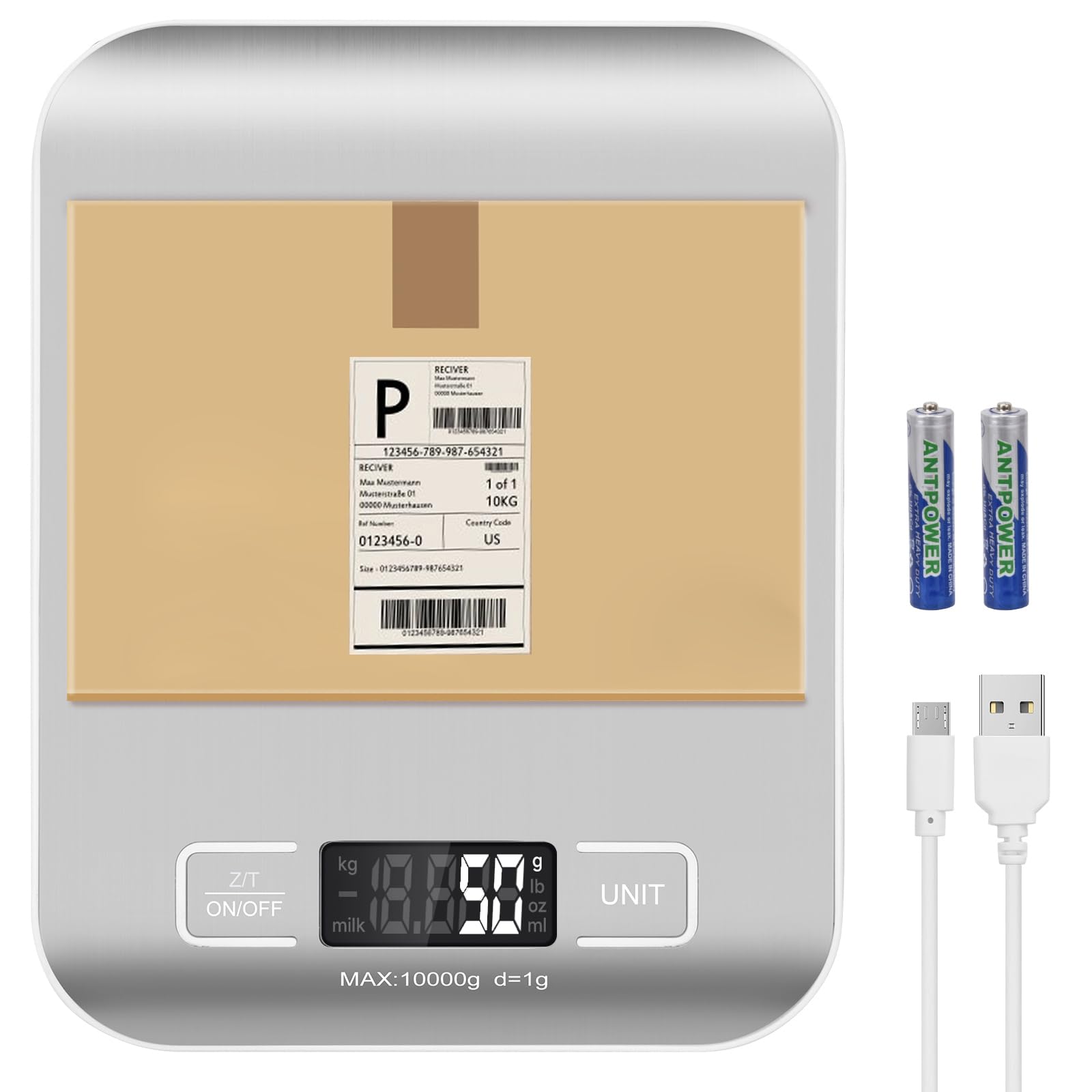 Selegere Digital Kitchen Scales,Professional Food Weighing Scales with LCD Display,Precision up to 1 g (Silver Rechargeable(10kg/1g))
