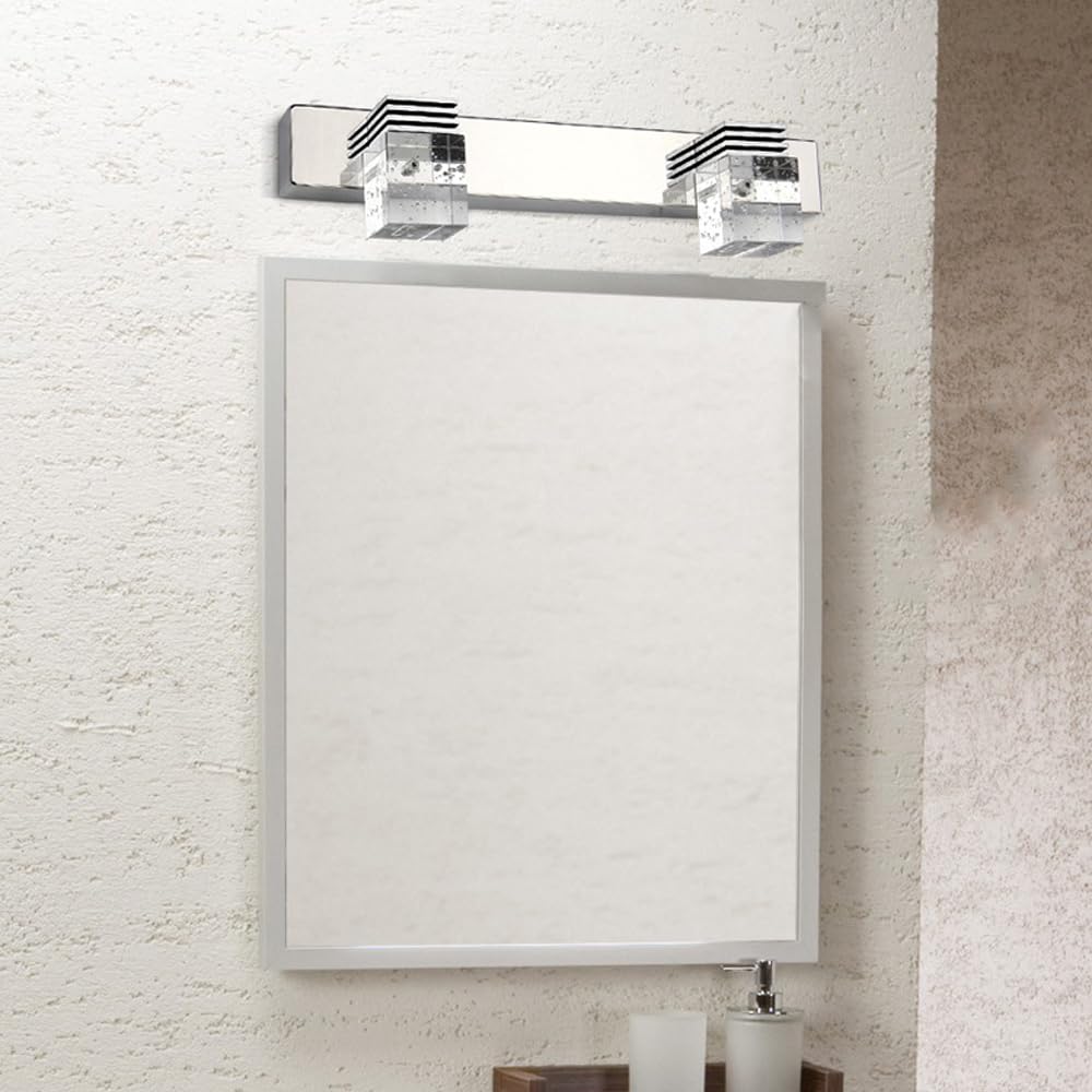 Mengjay Lampa ścienna LED do lustra, łazienkowa, 3000 K/6000 K, nowoczesne wzornictwo, lampa ścienna LED, do łazienki, salonu, sypialni, szafki łazienkowej (2 lampy, zimna biel)