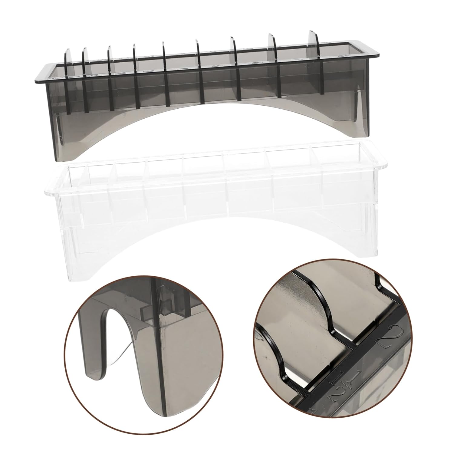 2pcs Clipper Guard Storage Case Rectangular Hair Tool Organizer for Salon Home for Barber Supplies Compatible with Various Clipper Sleek Black Design