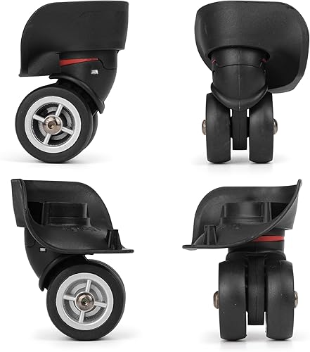 Miniatura 4 de 2 piezas de repuesto de rueda de equipaje, kit de ruedas de viaje negras para reparación de bricolaje, ruedas giratorias de plástico resistente