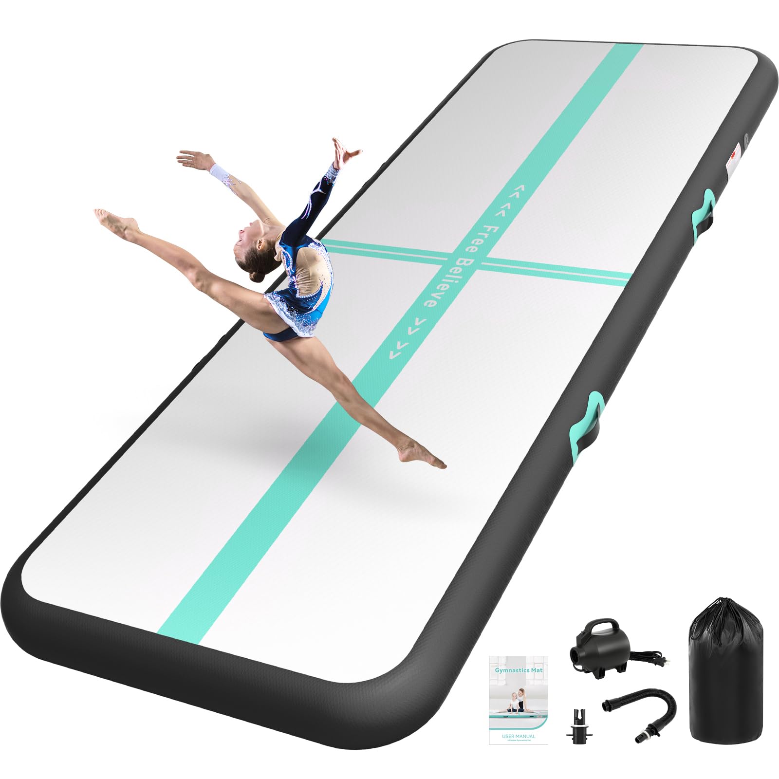 Airtrack Matte,Gymnastikmatte Länge 2/3/4/5/6m Dicke 10/15cm,mit Elektrische Luftpumpe 600W,Yoga Matte,Trainingsmatte,Turnmatte für Zuhause, Outdoor, Fitness,Gymnastik,Yoga und Training