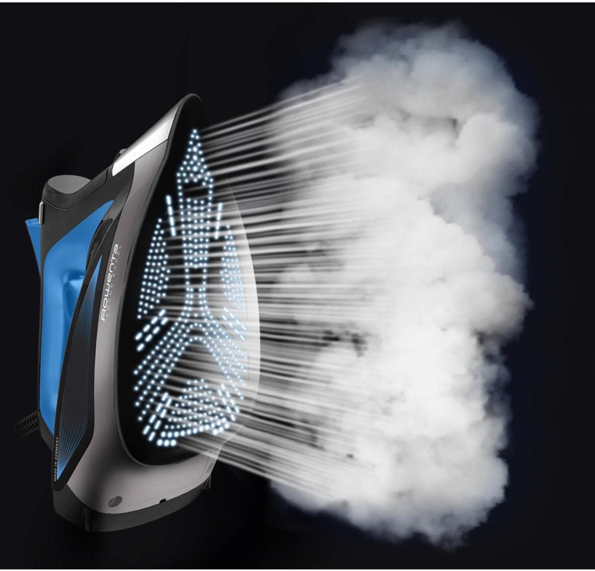 Rowenta DW5360 1750 Watt Focus Xcel Iron with Steam boost, Anti Drip, 400 Hole Sole Plate., Blue (Renewed)