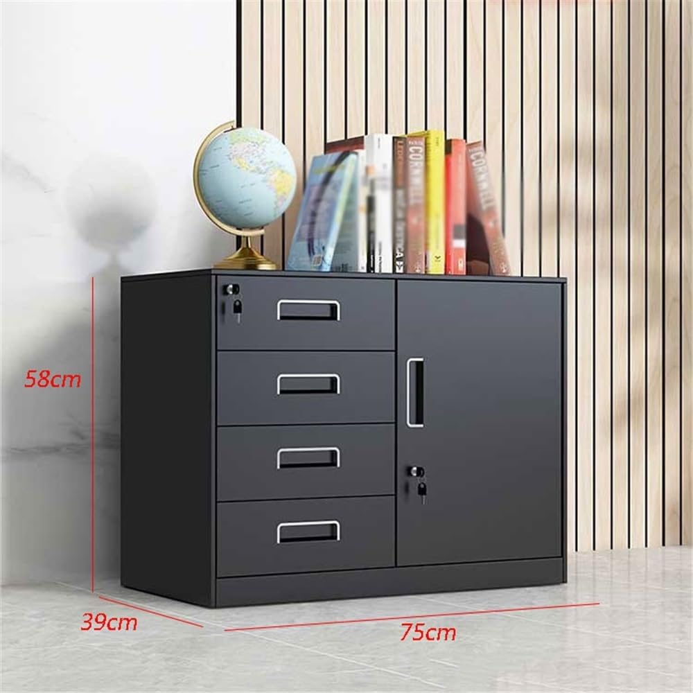 File Cabinets Low Cabinet File Office Finance Data Living Room Drawer Storage Organizer with Lock Small(Black)