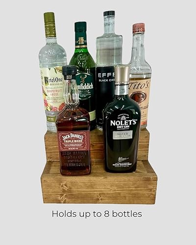 Miniatura 2 de Estante escalonado para botellas  Expositor de botellas de licor de 2 niveles  Organización de bar  Estante de encimera de cocina (Early American)