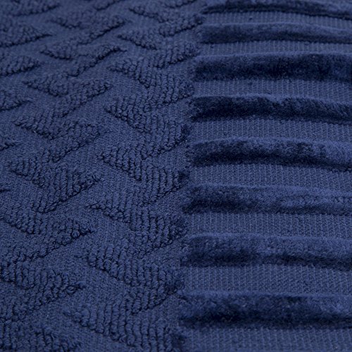 Lavish Home 6-Piece Cotton Deluxe Plush Bath Towel Set – Chevron Pattern Plush Sculpted Spa Luxury Decorative Body, Hand and Face Towels (Navy), 27'x54"x0.25" - Image 5