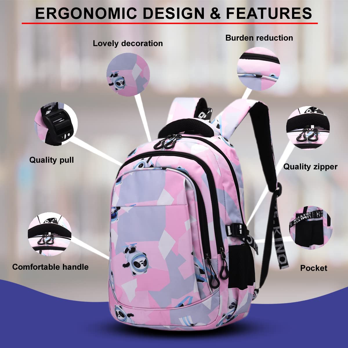 Tinytot 30 Litre, Stylish & Trendy Bag Water Resistant High Storage Heart Star Printed School Backpack College Backpack Travel Backpack Bag for Boys & Girls, 2nd Standard Onwards 18 Inch ; (Blue)