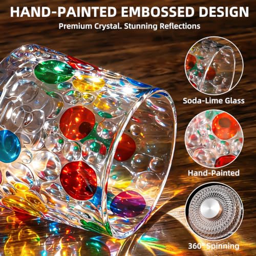 Vigirlc Hand-Painted Spinning Whiskey Glasses Set of 2 with Iceball Molds - image 7