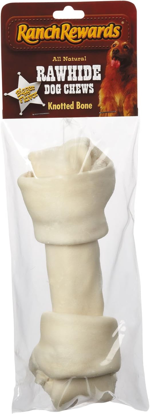 The Rawhide Express Natural Knotted Bone Dog Chew, 8 By 9