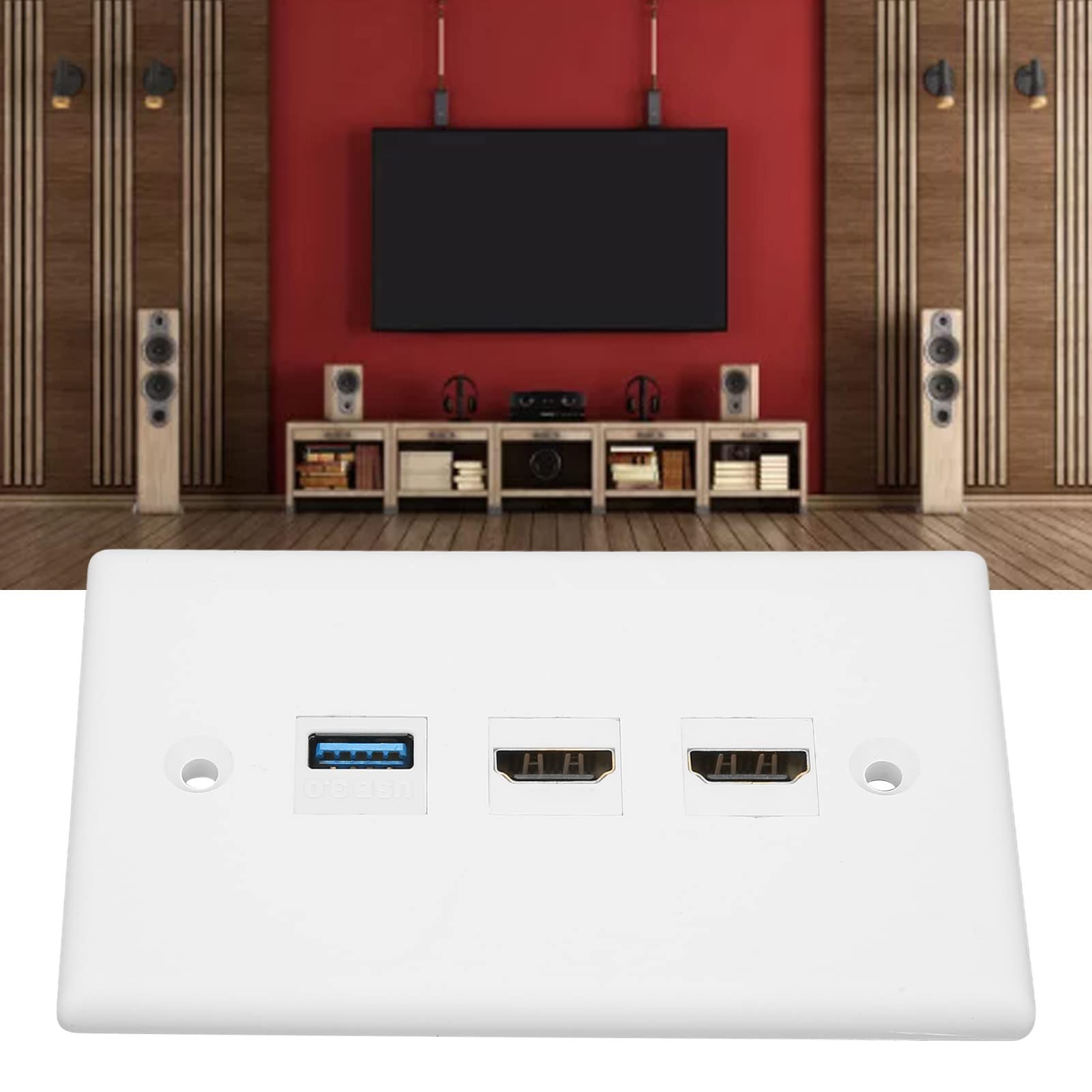 Bewinner Presa a Muro HDMI 3 Porte USB 3.0 Piastra Ethernet Senza Saldatura per TV HD a Parete