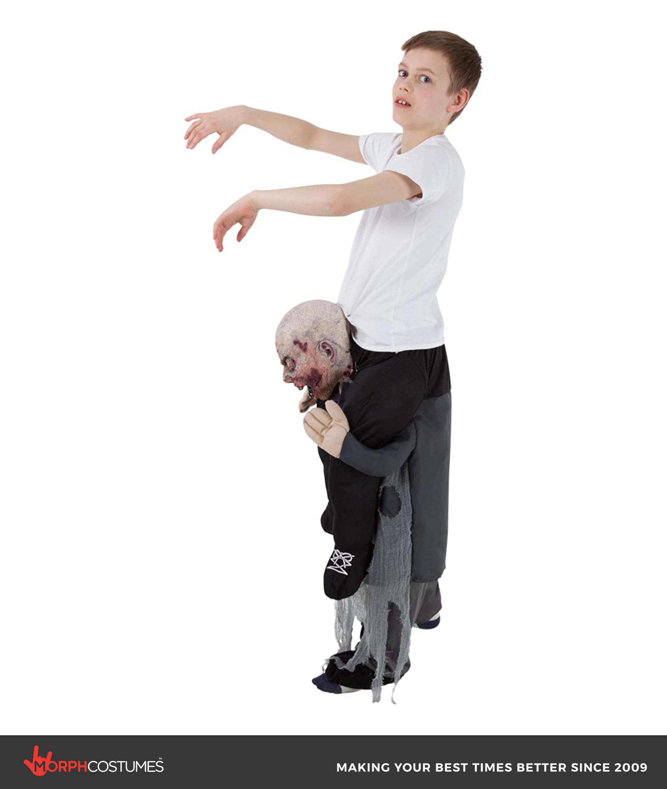 Morph Zombie Huckepack Kostüm für Kinder, Lustiges Faschingskostüm Jungen Mädchen