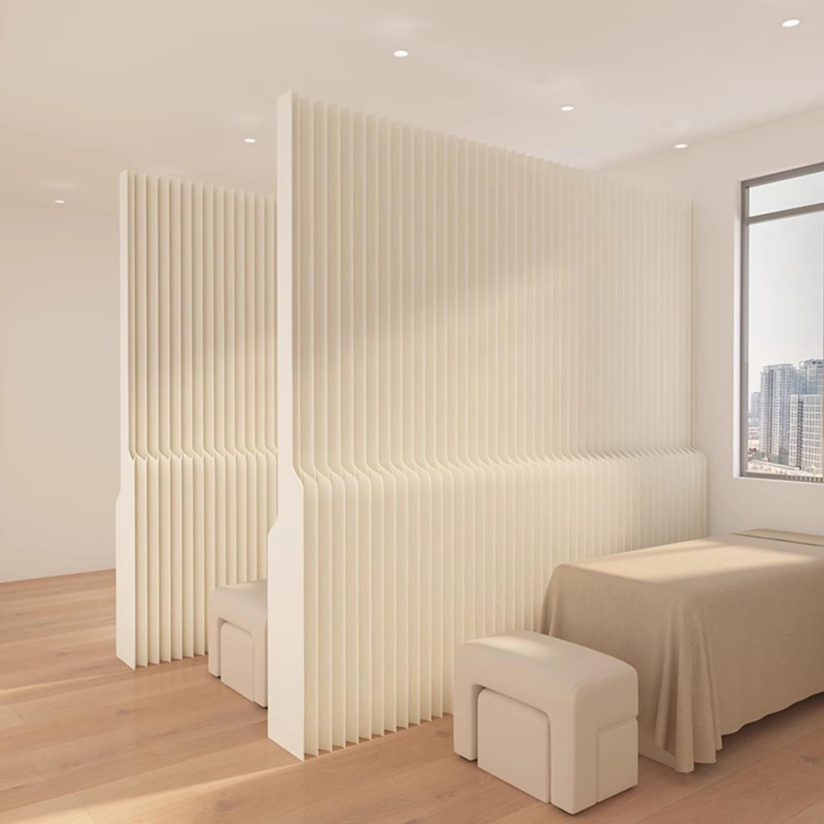 Biombo Divisor de Habitación Paper Screen Room Divider Flexible Paper Wall Partition, Foldable and Retractable Partition Wall， Suitable For Offices and Commercial Use(3x2m/9.8x6.5FT)