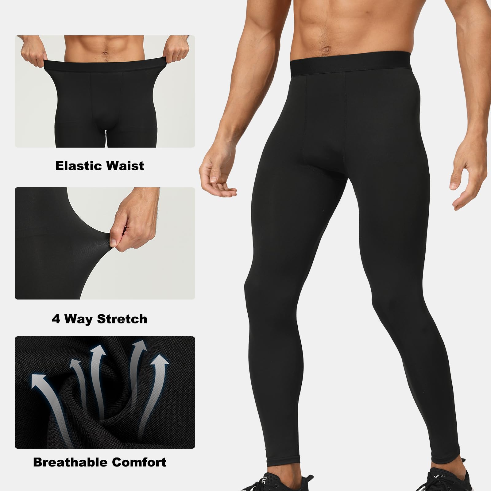 HYCOPROT Pantalones de Compresión para Hombre Secado Rápido Pantalones Deportivos de Entrenamiento Leggings Correr Pantalones de Baloncesto para Running Fitness Yoga
