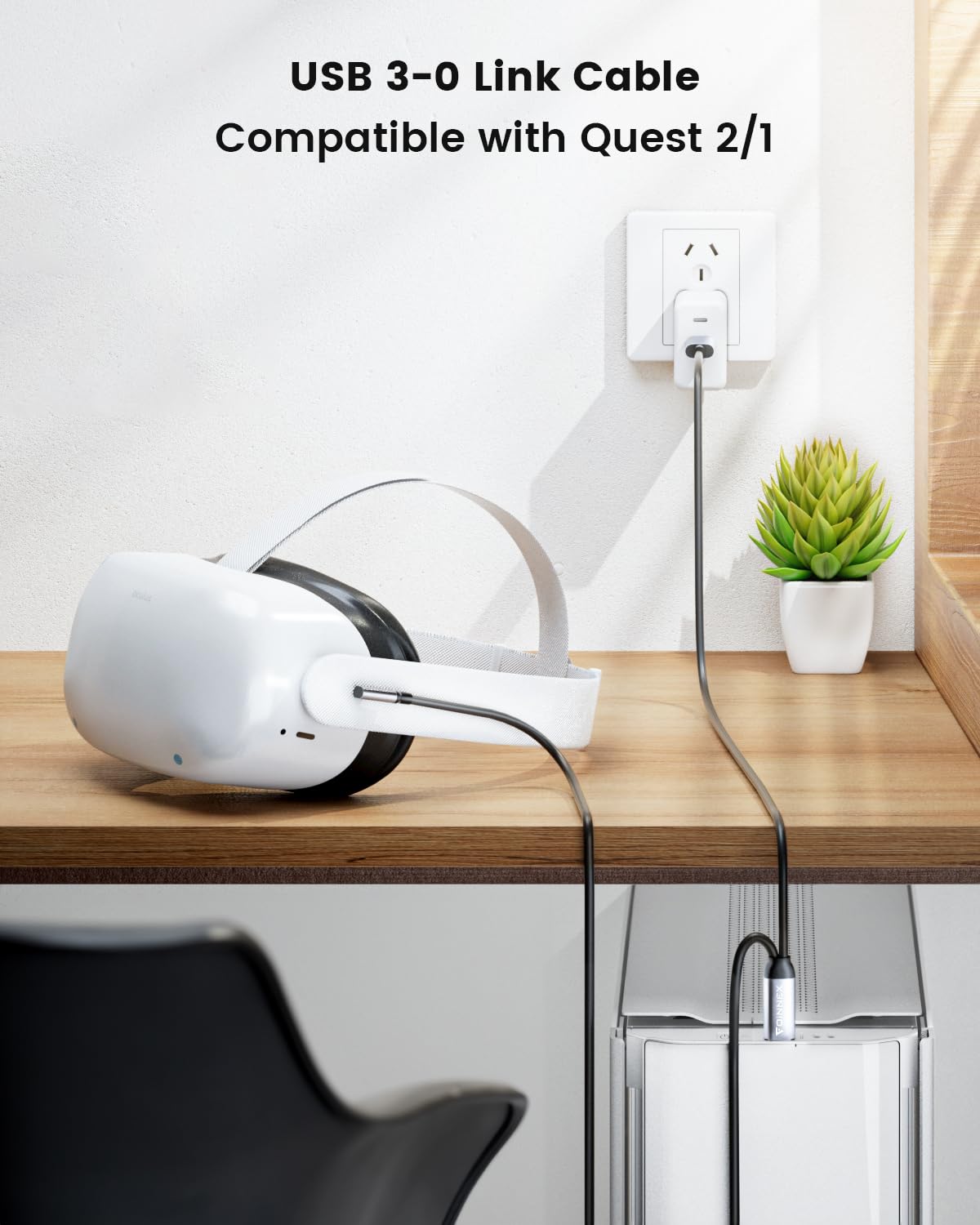 FOINNEX Kabel Link 6 m, kompatybilny z zestawem słuchawkowym Oculus/Meta Quest 2 VR, kabel VR z ładowaniem USB C 60 W, oddzielny kabel wystarczającej ilości zasilania, kabel USB 3.0 na USB C do VR/PC