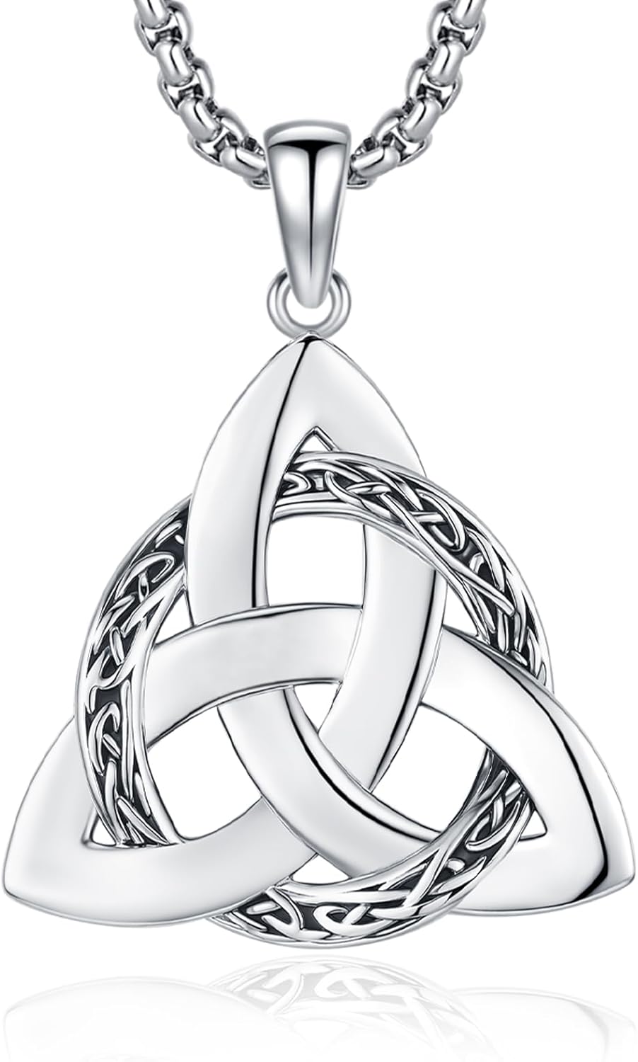 Wiccan Jewelry Celtic Knot Necklace 925 Sterling Silver Celtic Jewelry for Women & Men Star of David Necklace Pentagram Protection Amulet Necklace Witches Trinity Knot Pendant Gift