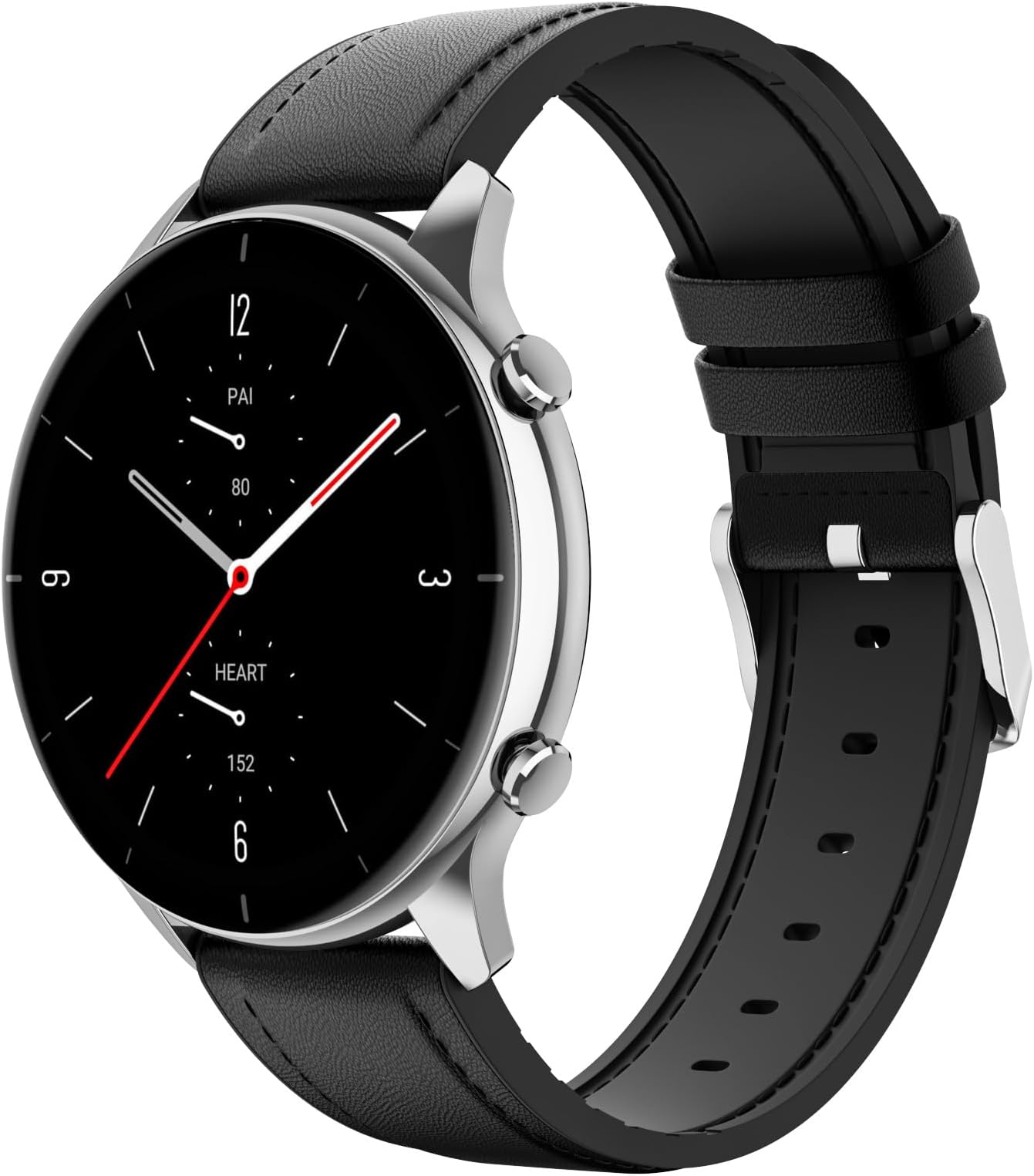 MoKo Strap Compatible with Amazfit Bip 6/5/Balance 2/1/GTR 4/3/3 Pro/2/2e/GTR 47mm/Stratos 3/2/Cheetah Round/Pro, 22mm Hybrid Leather Silicone Replacement Sport Watch Band for Men Women, Black