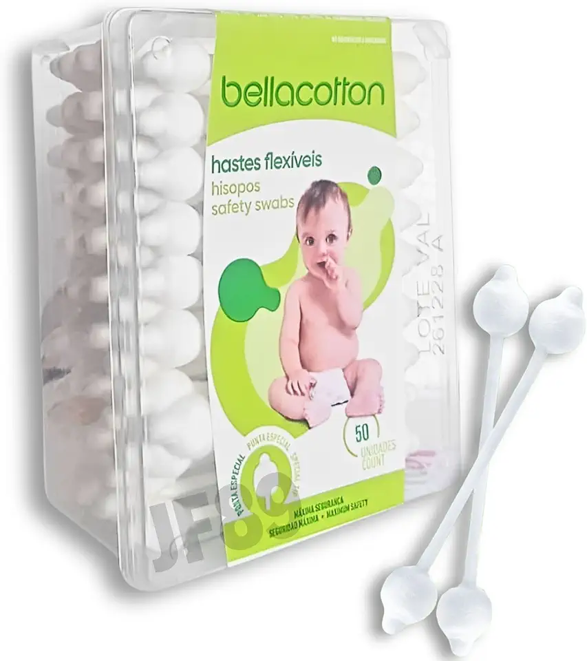 Hastes Flexíveis Cotonete Bebe Bastonetes Bellacotton Caixa C/ 50unidades