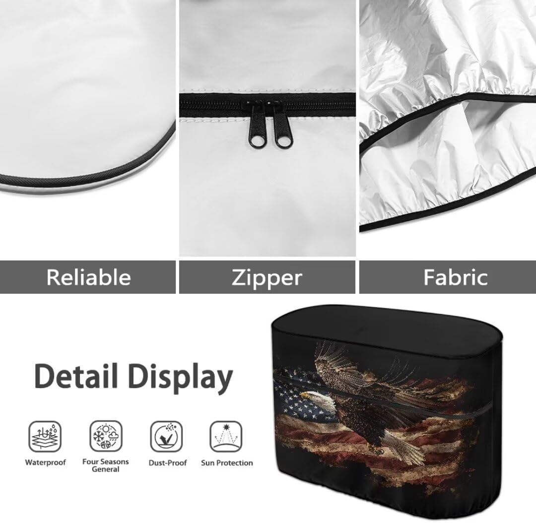 Fly Eagle Flag Propane Tank Cover for Camper Dustproof 30lb Dual Propane Tanks for Travel Trailer Heavy Duty Propane Tank Cover All Weather Protection Patriotic Decor