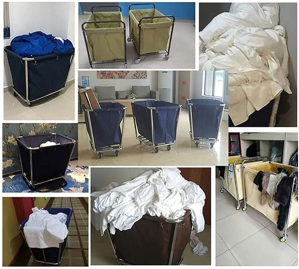 Large Laundry Cart with Wheels,400L Hotel Linen Basket Trolley,Heavy Duty Laundry Hamper for Home & Commercial Laundry Rooms,Yellow