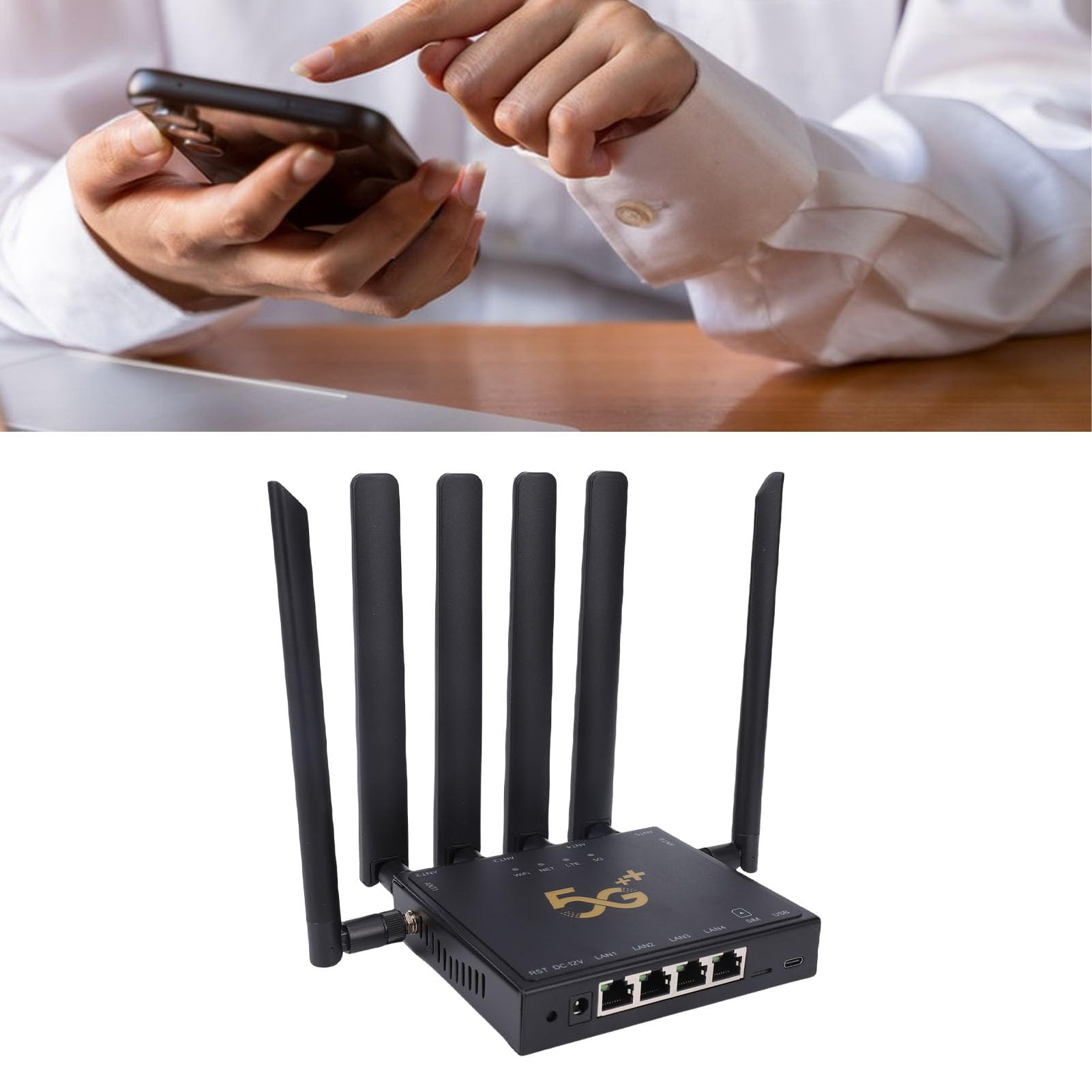 Generic Router WiFi 6 5G con 6 Antenne Router Wireless Gigabit Dual Band per Slot per Scheda SIM Domestica, Miglioramento della Rete Stabile e Veloce per Streaming Video UHD e Giochi Online,