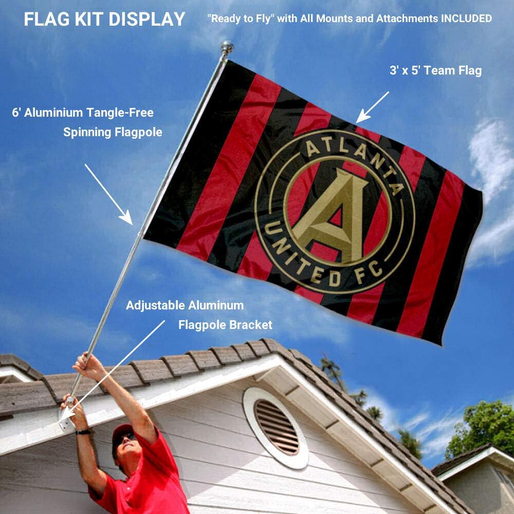 Atlanta United Football Club Field Stripes Flag Pole and Bracket Set