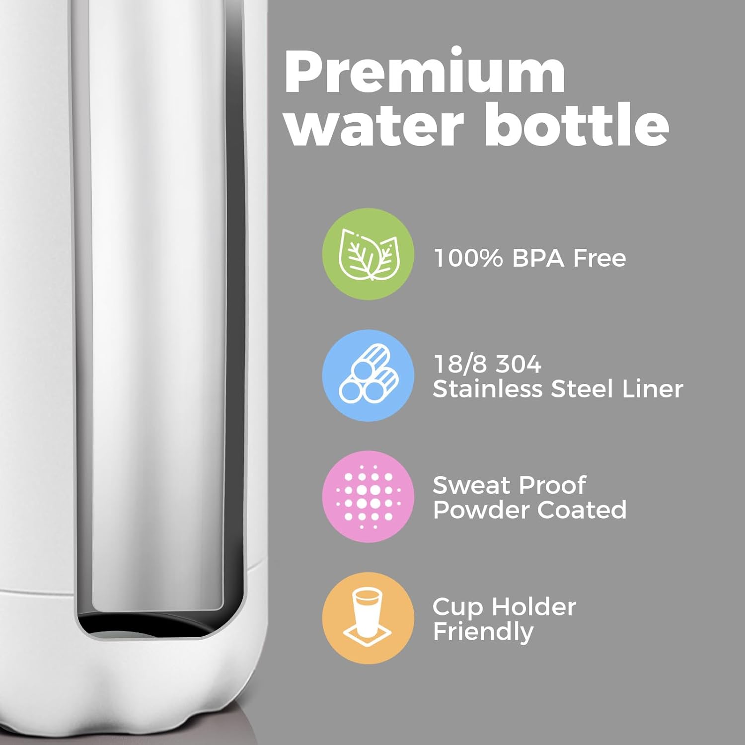 Volhoply 25oz Insulated Water Bottle 1/2/4 Pack, Double Wall Stainless Steel Vacuum Bottles, Keeps Cold & Hot, BPA Free Leak Proof Bottles (White,1 Pack) - Image 4