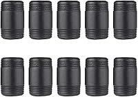 10 Pack 1" x 2" Black Malleable Iron Pipe Nipples - Rust-Resistant Threaded Fittings for Steampunk Industrial DIY Shelving & Décor