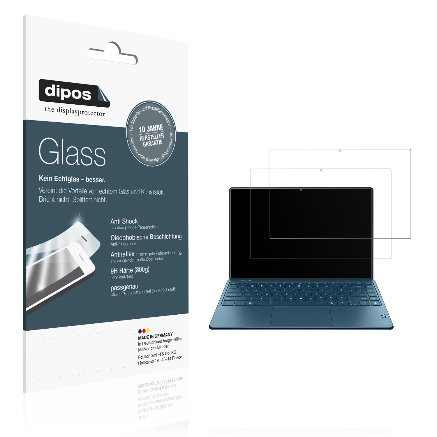 dipos 2x Pellicola 9H opaca per Lenovo Yoga 9 2-in-1 14ILL10 14 Zoll | Antiriflesso, non si rompe e non si scheggia, non è vero vetro, Anti-Shock, antigraffio, senza bolle, autoadesiva