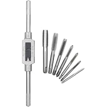 8Pcs Tap Wrench Set, Metric Tap Set M3 M4 M5 M6 M8 M10 M12 with Adjustable Tap Reamer Wrench, Hand Screw Thread Plug Taps, Hardware Tool 1/16-1/2 Inch