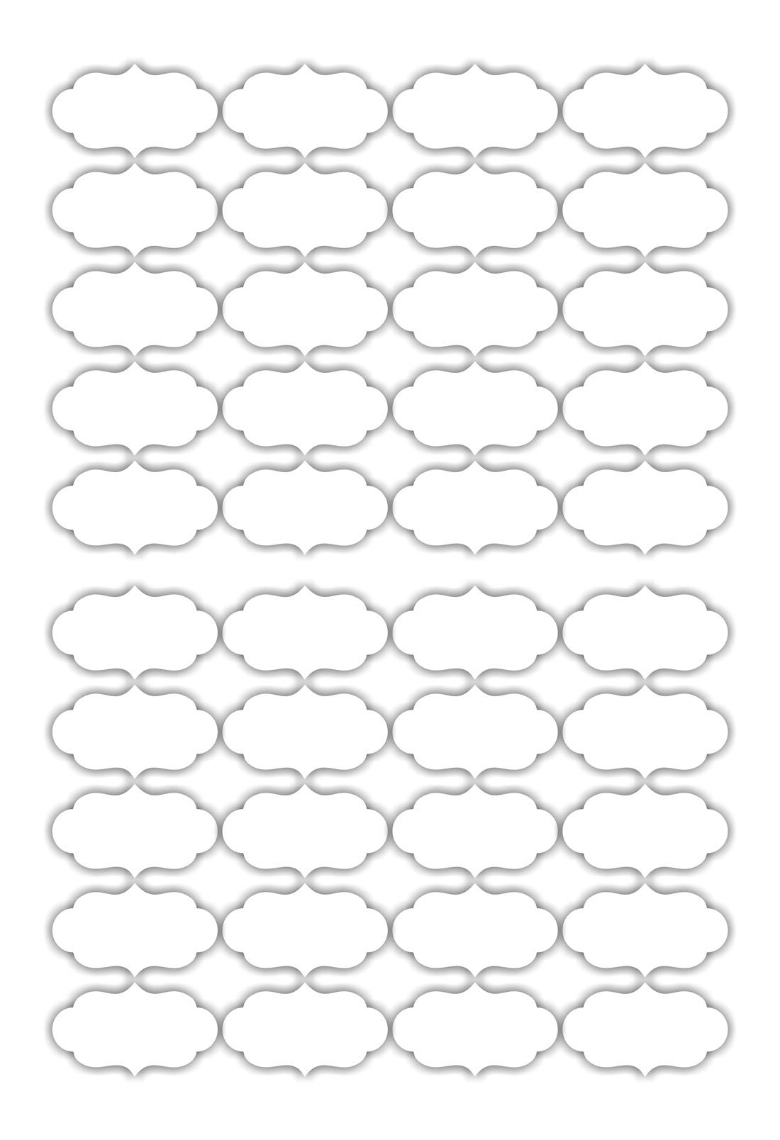 iberry's 108 pieces Waterproof Vinyl Stickers for Mason Jars Glass Bottle, Decals Craft, Kitchen Jar (Paper, 7 cm x 4 cm, White, 108 Piece) (Curly Round 1 stickers curly) (2)